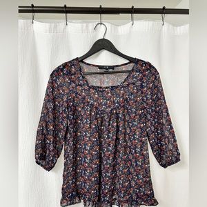 Floral Peasant Style 3/4 sleeve  Top